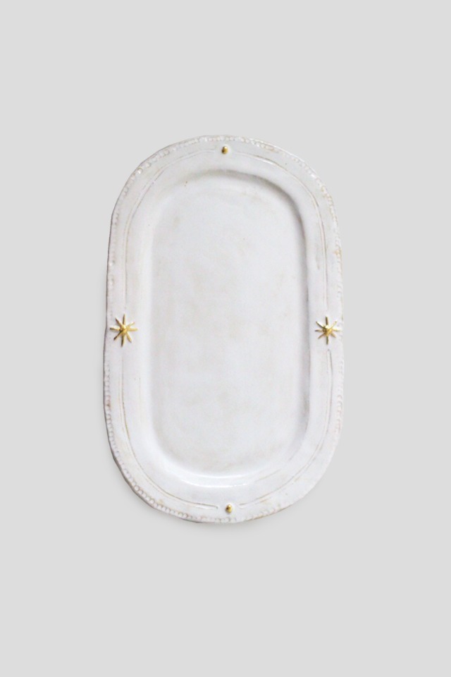 White winter Star oval plate