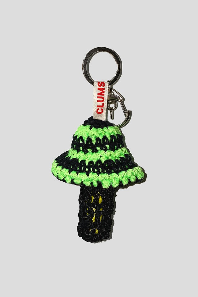 Mushroom key ring - Neon black
