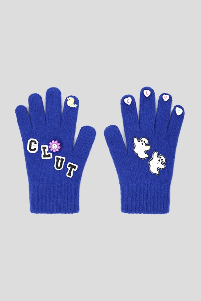 0 5 ghost wool knit gloves - BLUE