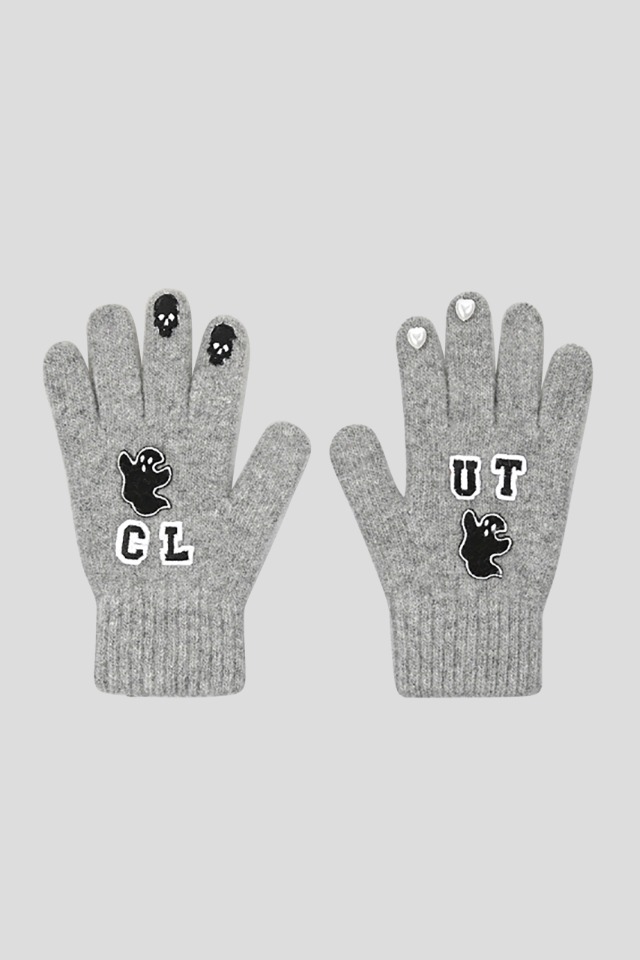 0 5 ghost wool knit gloves - GREY