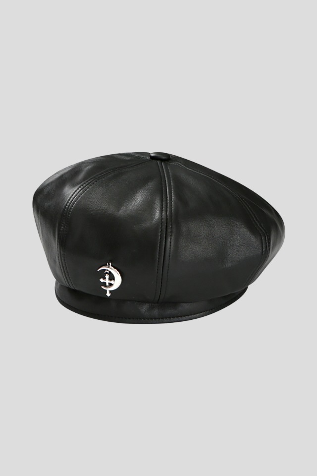 0 4 CT eco leather beret - BLACK