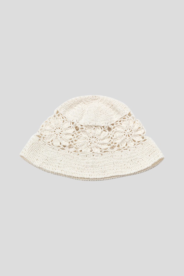 Flower motif bucket hat - WHITE