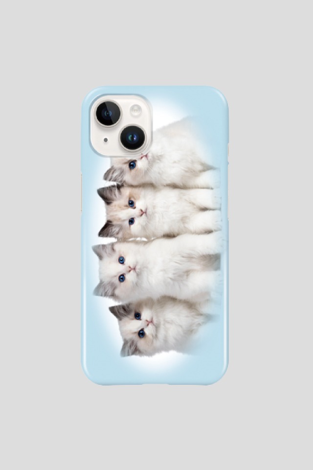 Twin pink kitty phone case (Blue)