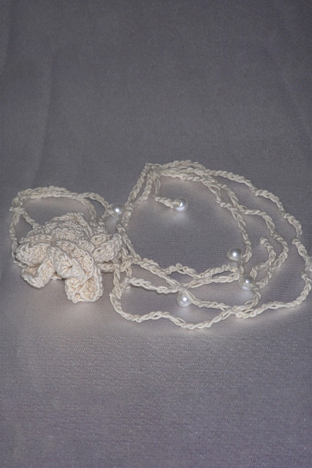 Pearl rose knit crochet (ivory)