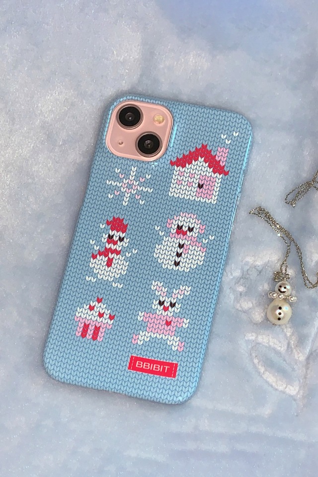 Snowman Village knit phone case (hard)