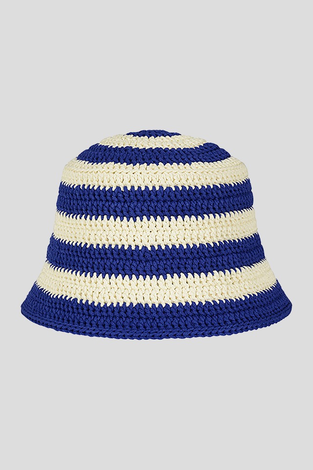stripe bucket hat (blue)