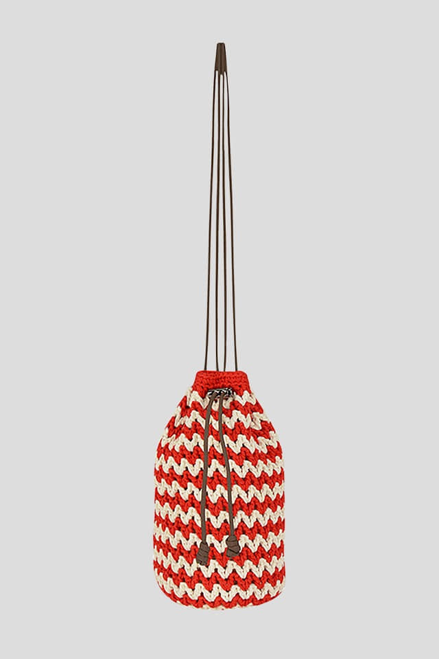 stripe string bag (red)
