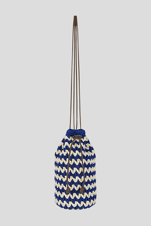 stripe string bag (blue)