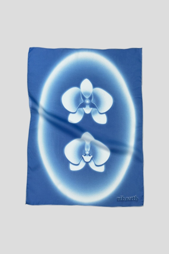 FLOWER chiffon fabric poster #BLUE