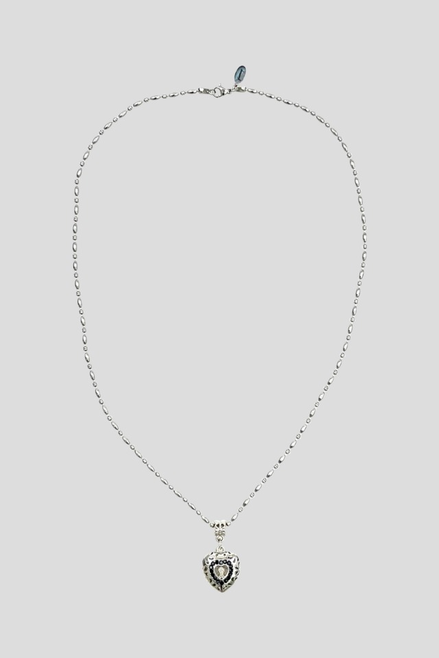 vintage heart lock necklace [black]